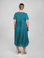JoJo Maman Bébé Dark Green Chiffon Pleated Nursing Midi Dress - Image 2 of 5