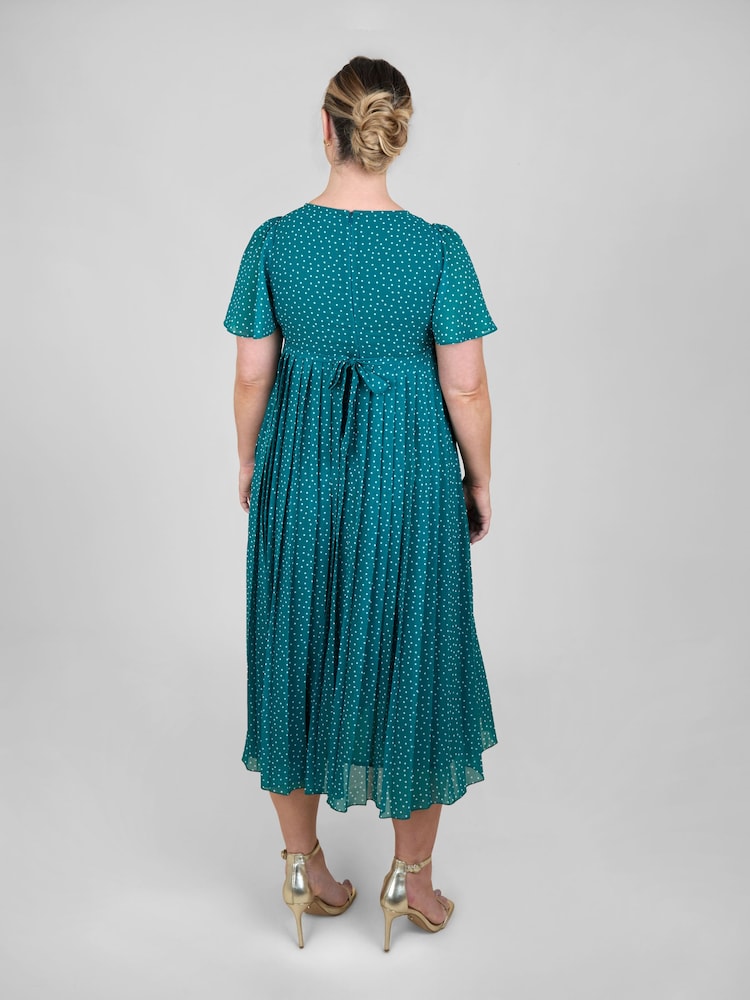 JoJo Maman Bébé Dark Green Chiffon Pleated Nursing Midi Dress - Image 2 of 5