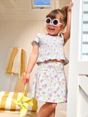 JoJo Maman Bébé Blue Smocked Cap Sleeve Top & Skort Set - Image 1 of 1