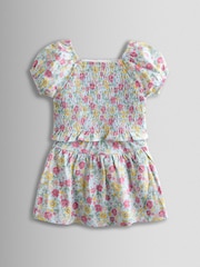 JoJo Maman Bébé Blue Smocked Cap Sleeve Top & Skort Set - Image 2 of 6