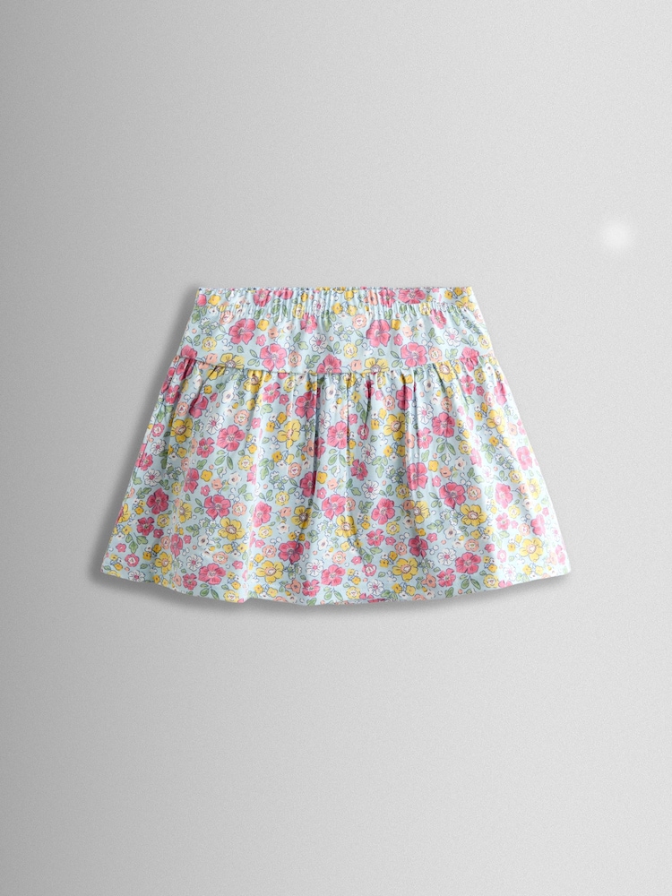 JoJo Maman Bébé Blue Smocked Cap Sleeve Top & Skort Set - Image 6 of 6