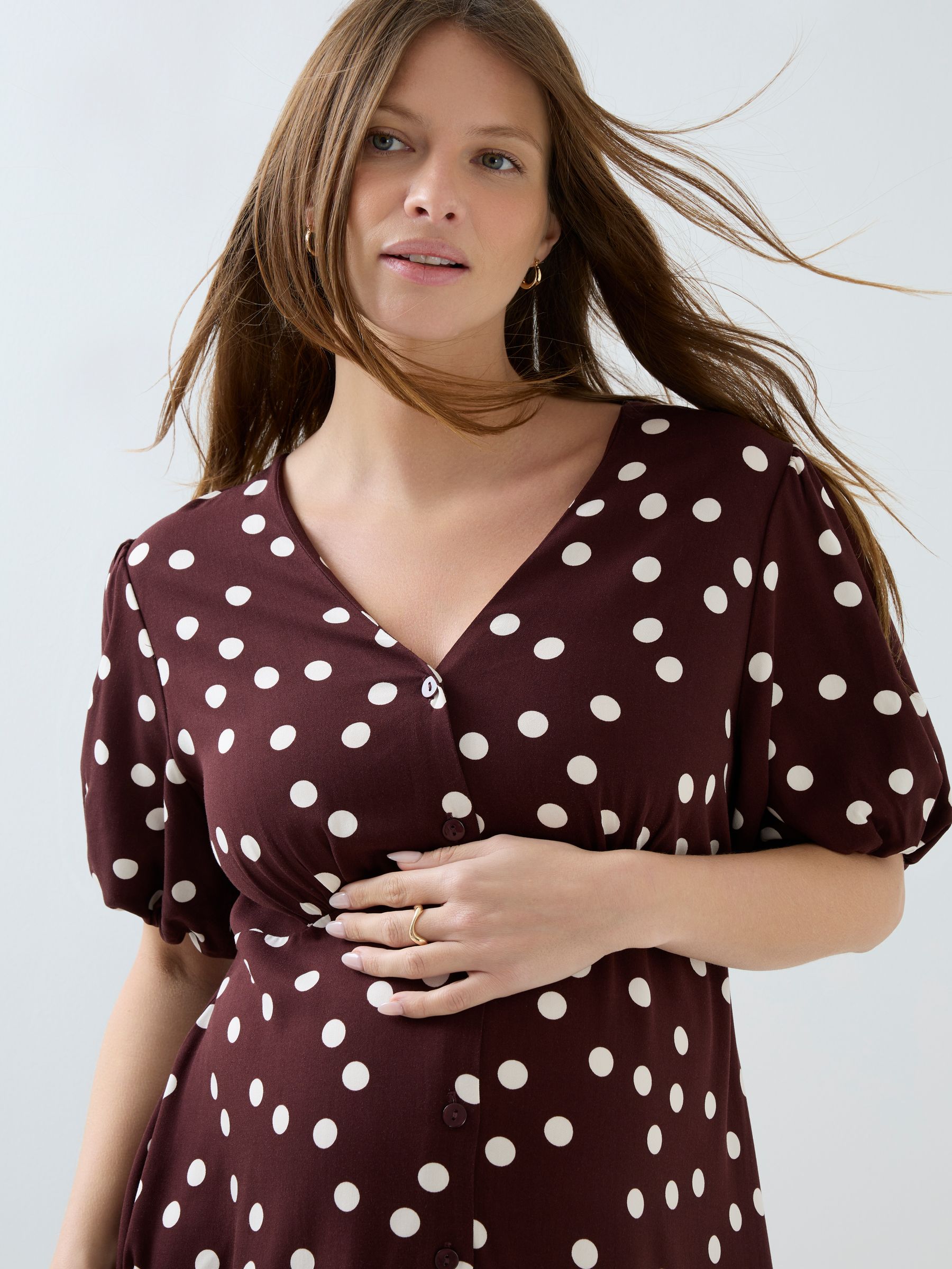 Buy JoJo Maman Bébé Brown Puff Sleeve Button Through Tie Waist