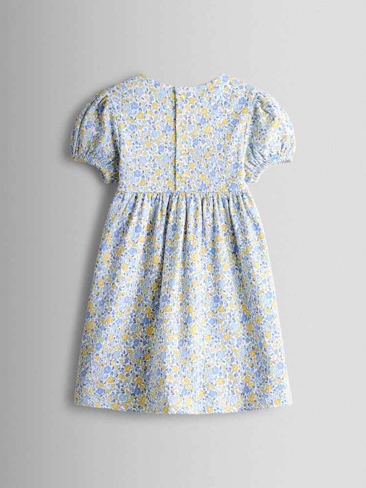 JoJo Maman Bébé Yellow Lemon Appliqué Puff Sleeve Button Front Dress - Image 2 of 3 JoJo Maman Bébé Yellow Lemon Appliqué Puff Sleeve Button Front Dress - Image 2 of 3