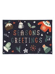 FLOORMATTERS Navy 2 Piece Seasons Greetings Mats and Runners Set - Image 2 of 5
