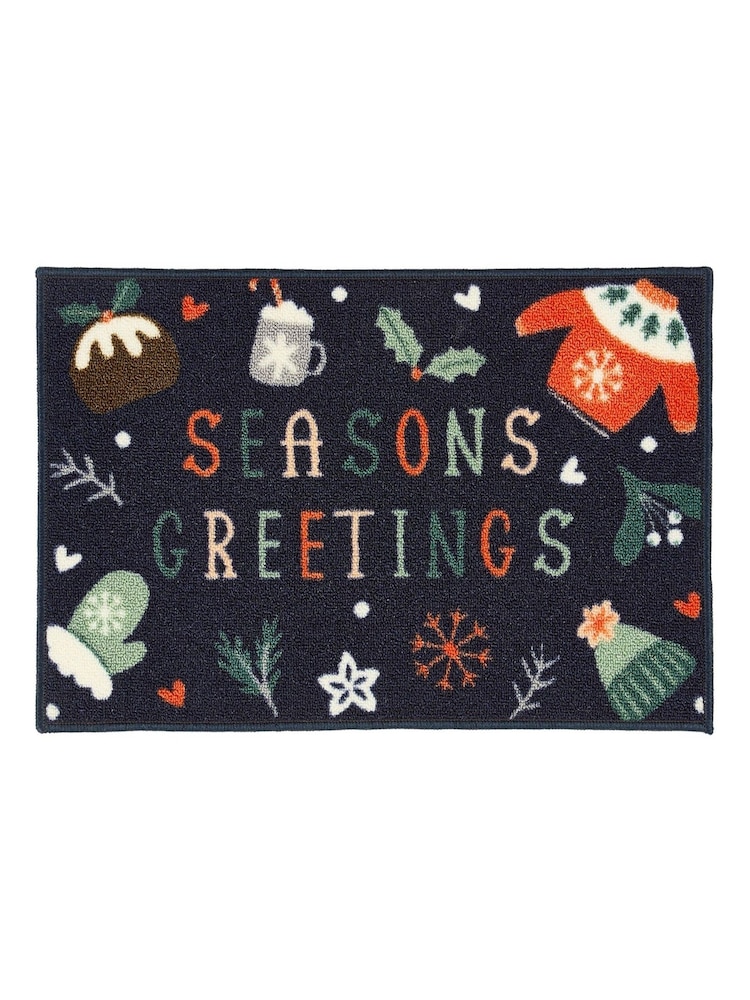 FLOORMATTERS Navy 2 Piece Seasons Greetings Mats and Runners Set - Image 2 of 5
