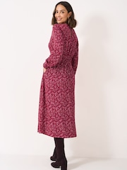 Crew Clothing Red Nala Shirred Midi Dress - Image 2 of 5