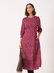 Crew Clothing Red Nala Shirred Midi Dress - Image 3 of 5