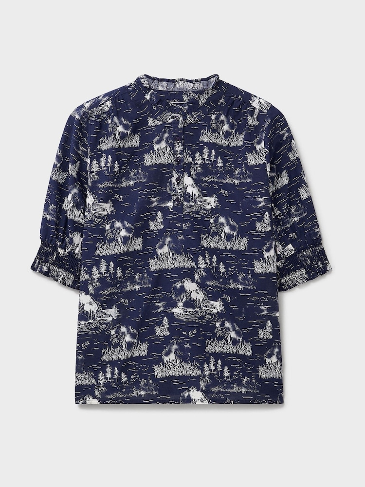 Crew Clothing Blue Bree Short Sleeve Blouse - Image 5 of 5 Crew Clothing Blue Bree Short Sleeve Blouse - Image 5 of 5