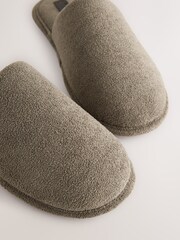 Taupe Towelling Mule Slippers - Image 6 of 7