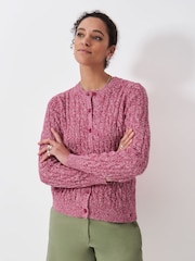 Crew Clothing Pink Pre-Twist Cable Cardigan - Image 1 of 6