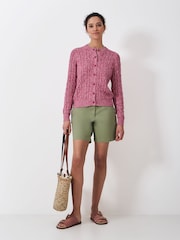 Crew Clothing Pink Pre-Twist Cable Cardigan - Image 3 of 6