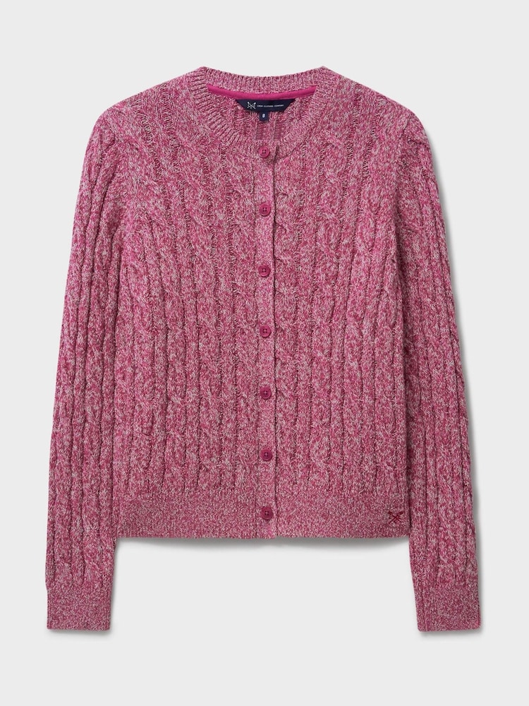 Crew Clothing Pink Pre-Twist Cable Cardigan - Image 6 of 6