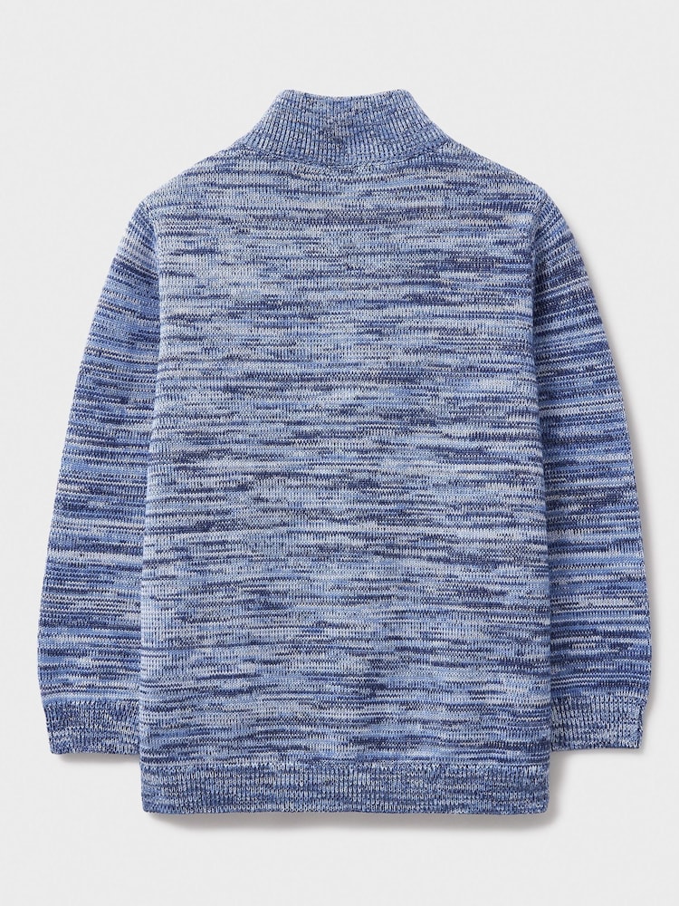 Crew Clothing Blue Space-Dye Half-Zip Jumper - Image 2 of 3