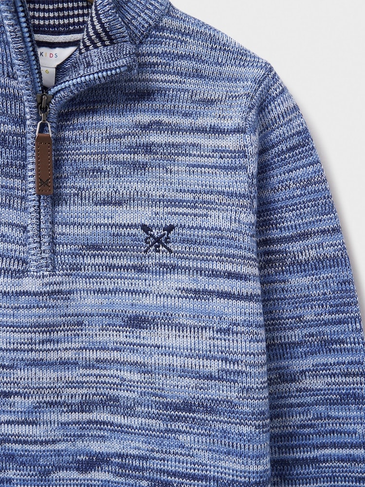 Crew Clothing Blue Space-Dye Half-Zip Jumper - Image 3 of 3