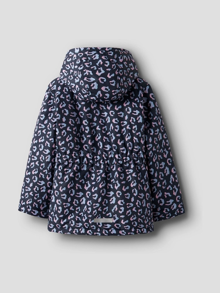 Name It Blue Water Repellent Leopard Padded Coat - Image 2 of 4