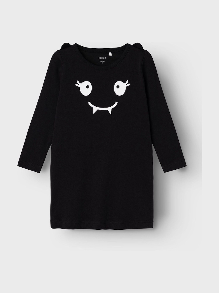 NAME IT Black Halloween Bat Jersey Dress with Wings - Image 1 of 4 NAME IT Black Halloween Bat Jersey Dress with Wings - Image 1 of 4