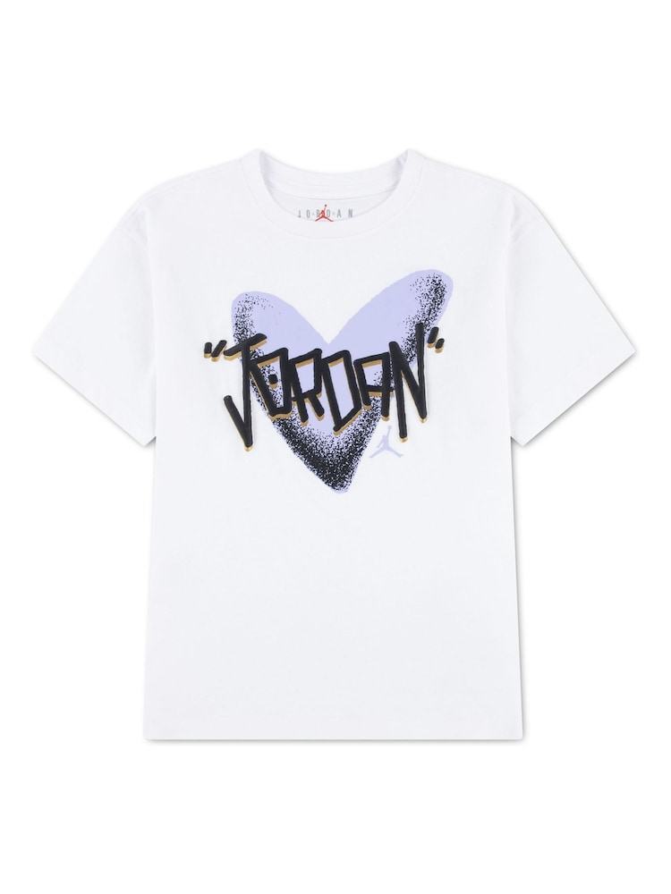 Jordan White Heart Sketch T-Shirt - Image 1 of 3 Jordan White Heart Sketch T-Shirt - Image 1 of 3