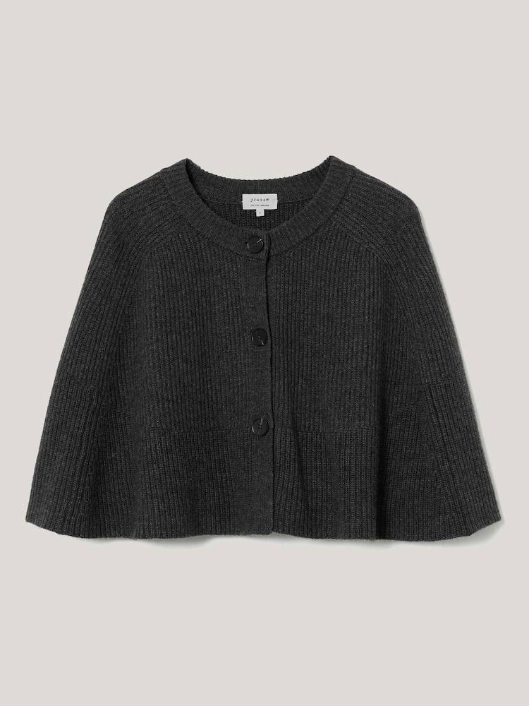 Jigsaw Grey Wool Cashmere Blend Cape - Image 3 of 3 Jigsaw Grey Wool Cashmere Blend Cape - Image 3 of 3