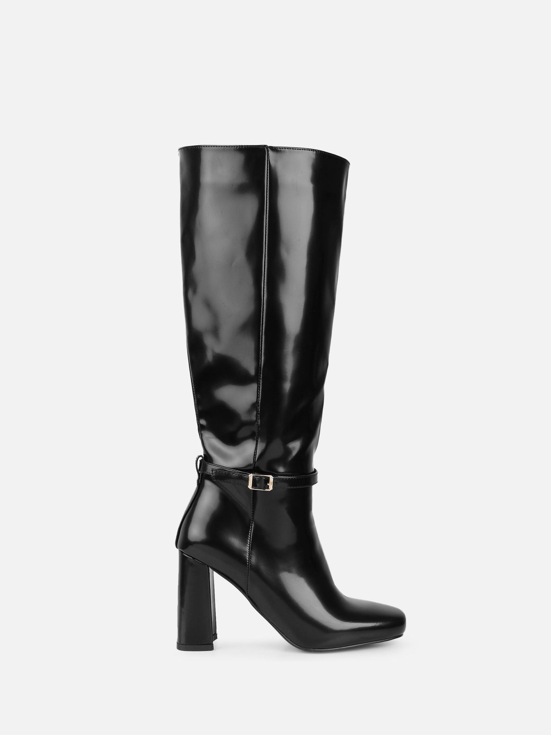 Buy Simmi London Black Pamm Knee High Buckle Detail Riding Boots