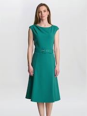 Gina Bacconi Green Mary Belted Dress - Image 1 of 4
