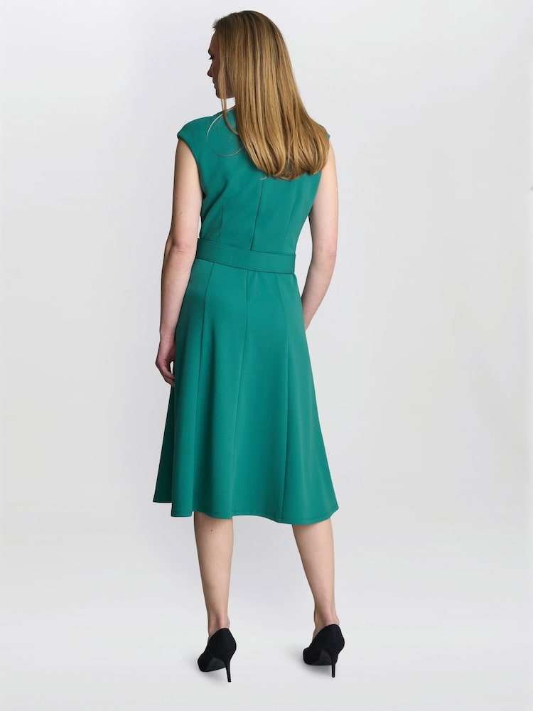 Gina Bacconi Green Mary Belted Dress - Image 2 of 4