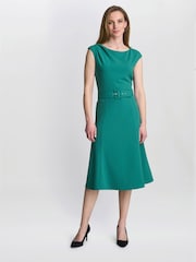 Gina Bacconi Green Mary Belted Dress - Image 3 of 4