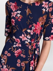 Gina Bacconi Blue Lou Floral Print Midi Dress - Image 4 of 4