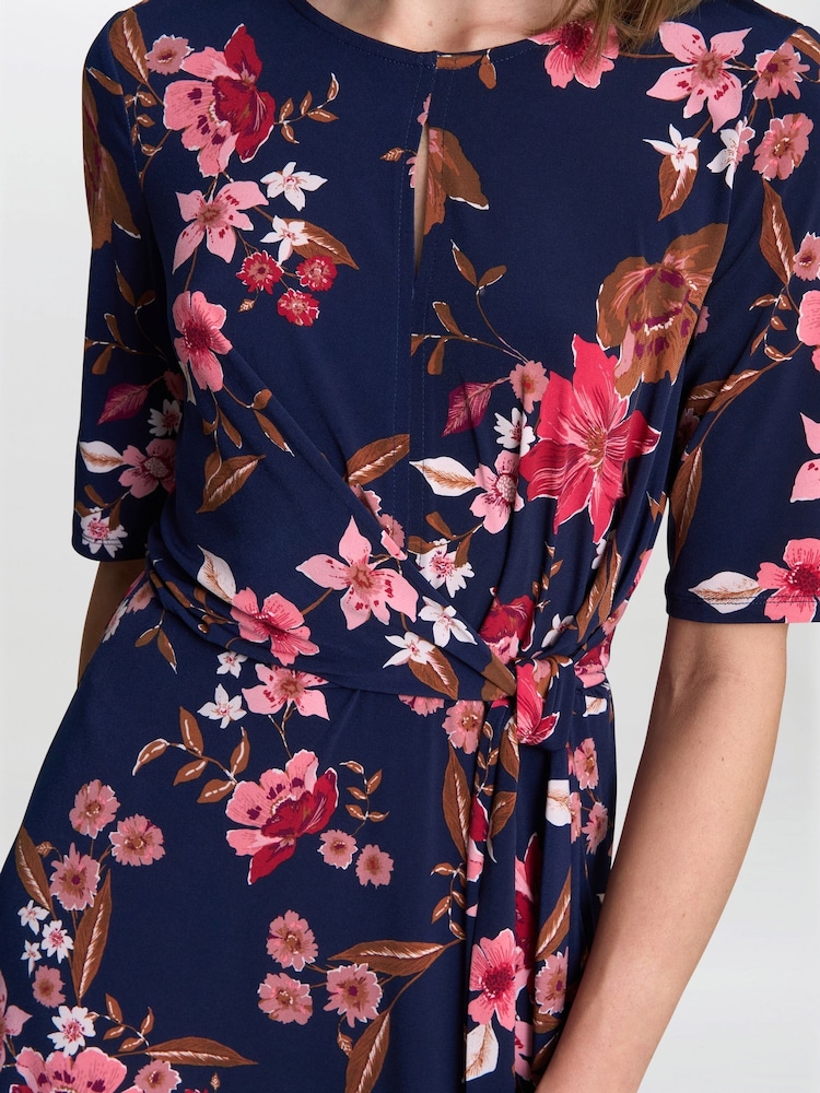 Gina Bacconi Blue Lou Floral Print Midi Dress - Image 4 of 4