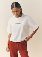 Weiß mit Muster - Nothing Ordinary Logo Heavyweight Pure Cotton Boxy T-Shirt - Bild 1 von 5