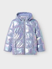 Name It Purple Metallic Shine Puffer Jacket - Image 1 of 3