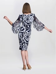 Gina Bacconi Blue Abstract Print Dress - Image 5 of 6