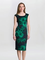 Gina Bacconi Green Candice Floral Dress - Image 1 of 5