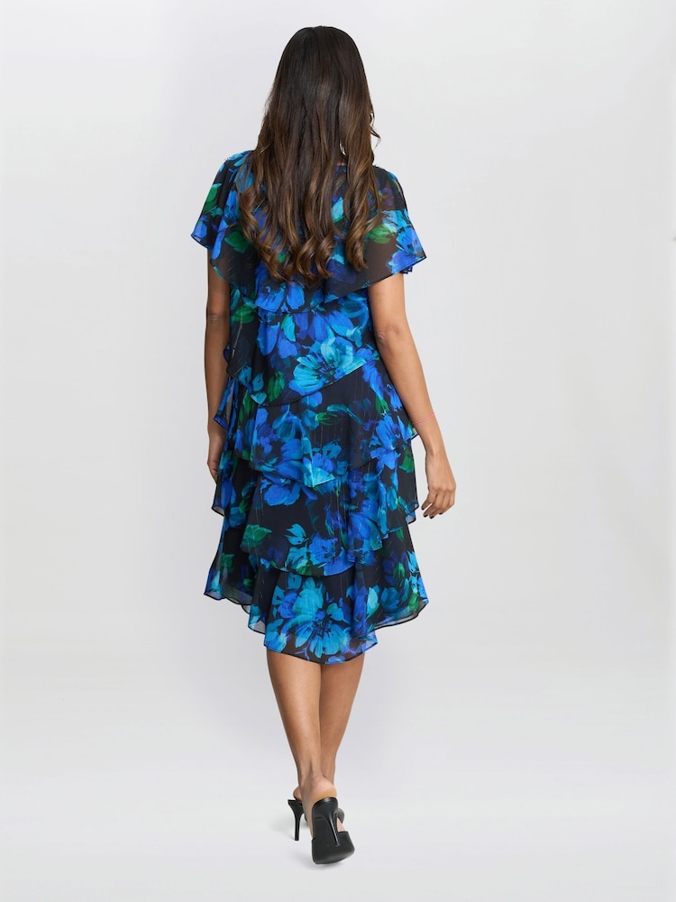 Gina Bacconi Blue Matilda Floral Tier Dress - Image 2 of 7