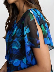 Gina Bacconi Blue Matilda Floral Tier Dress - Image 4 of 7