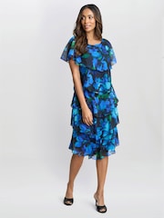 Gina Bacconi Blue Matilda Floral Tier Dress - Image 5 of 7