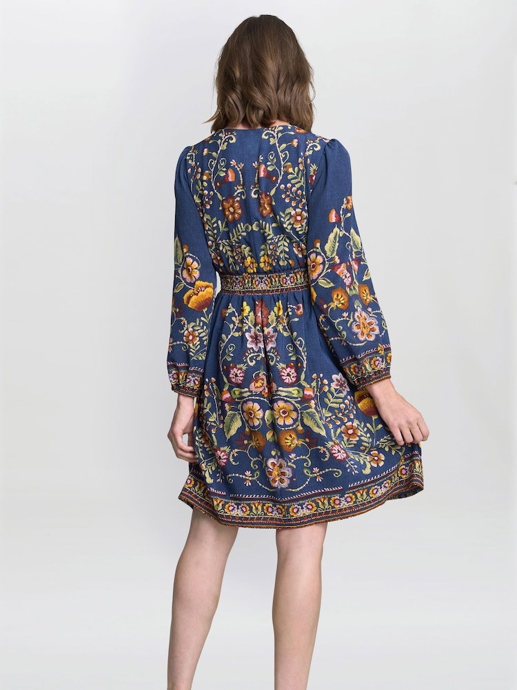 Gina Bacconi Blue Liberty Embroidered Dress - Image 2 of 7 Gina Bacconi Blue Liberty Embroidered Dress - Image 2 of 7