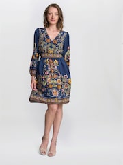 Gina Bacconi Blue Liberty Embroidered Dress - Image 3 of 7