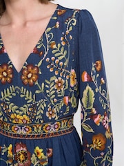 Gina Bacconi Blue Liberty Embroidered Dress - Image 4 of 7