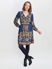 Gina Bacconi Blue Liberty Embroidered Dress - Image 6 of 7