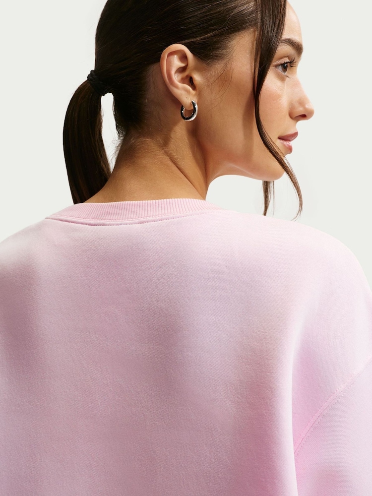 Nike Pink Foam Oversized Fleece Crew Neck Sweatshirt - Image 5 of 5