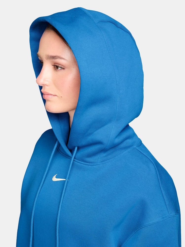 Nike Photo Blue Oversized Mini Sportswear Phoenix Fleece Swoosh Pullover Hoodie - Image 3 of 3 Nike Photo Blue Oversized Mini Sportswear Phoenix Fleece Swoosh Pullover Hoodie - Image 3 of 3