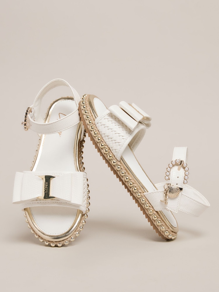 Lipsy 編み込み ボウディテール ツーパート ビーズ エスパドリーユサンダル - 画像 1 / 4