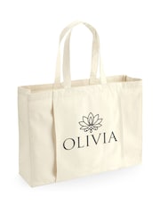 Loveabode Natural Personalised Lotus Flower Yoga Bag With Yoga/Pilates Mat Holder - Image 2 of 4