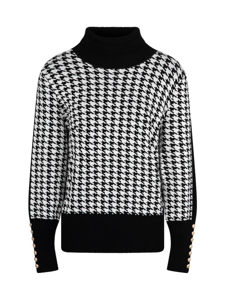 The Little Tailor Luxury Dogtooth Design Knit Black Jumper - Image 9 of 9