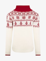 The Little Tailor Cream Christmas Half Fairisle Cotton Jumper - Bild 8 von 11