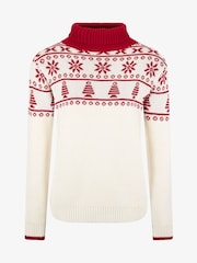 The Little Tailor Cream Christmas Half Fairisle Cotton Jumper - Bild 9 von 11