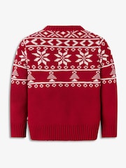 The Little Tailor Kids Red Christmas Half Fairisle Cotton Jumper - Bild 6 von 8