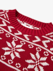 The Little Tailor Kids Red Christmas Half Fairisle Cotton Jumper - Bild 7 von 8