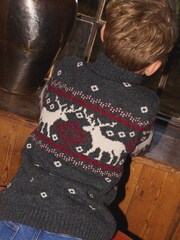The Little Tailor Kids Zip Neck Festive Fairisle Jumper - Image 4 of 5