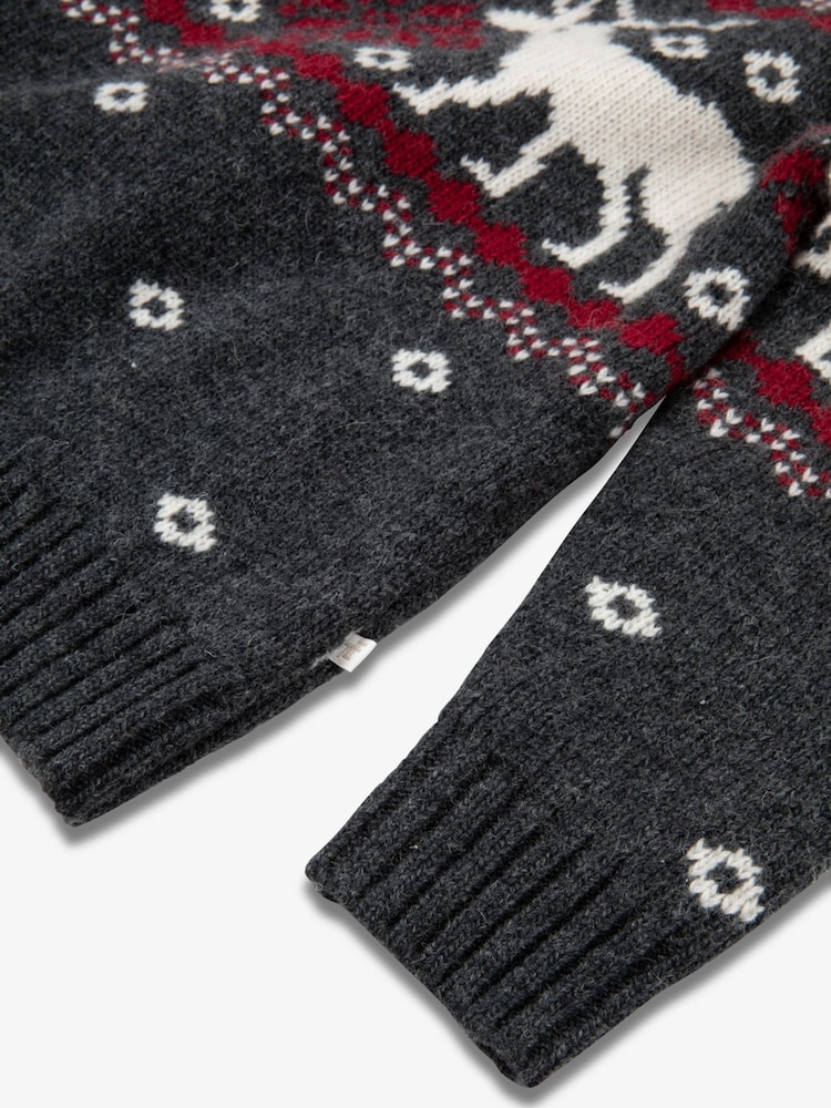 The Little Tailor Kids Zip Neck Festive Fairisle Jumper - Image 8 of 8